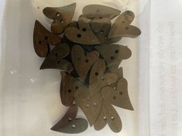 Herz Knöpfe Herzen Aufnäher 20 stück Holz annähen nähen OVP