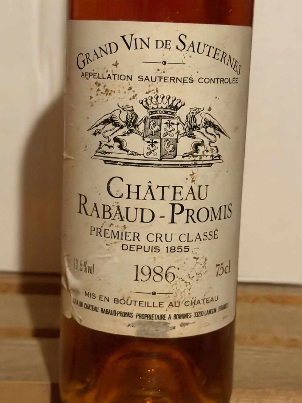 Vins: SUPERBE SAUTERNES Château Rabaud-Promis 1986 – Neuf (Voir description) à Roche VD par avediscipule 1