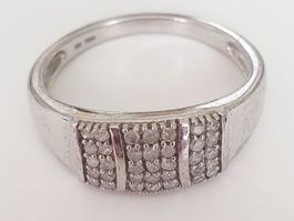 Elegante 925 Silber Ring mit Zirkonia Steinen, Grösse 17,7