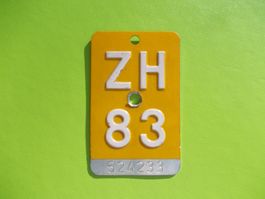 Velonummer / Mofanummer / Töfflinummer ZH 83