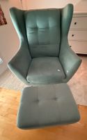 Ohrensessel mit Hocker mintfarben, gebraucht