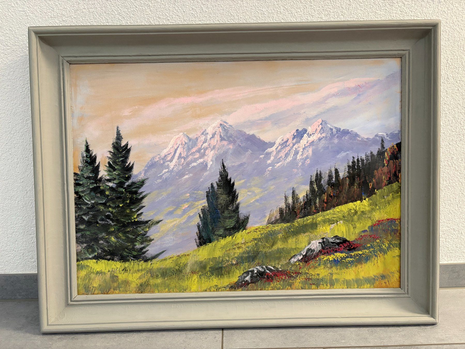 Gemälde: 81 cm breitx61 cm hoch/Gemälde wunderschöne Berglandschaft – Gebraucht aus Ottenbach von TimelessEmotions. 1