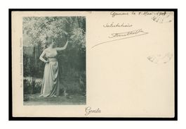 FEMME - 1900 "Mise en Scène au Jardin" Typographie