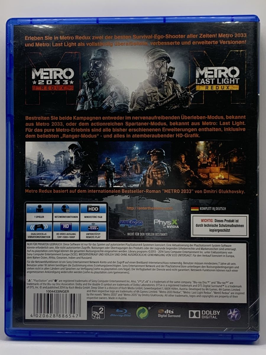 Sony Spiele: Metro Redux - PS4 – Gebraucht aus Ostermundigen von RG-Collector 1