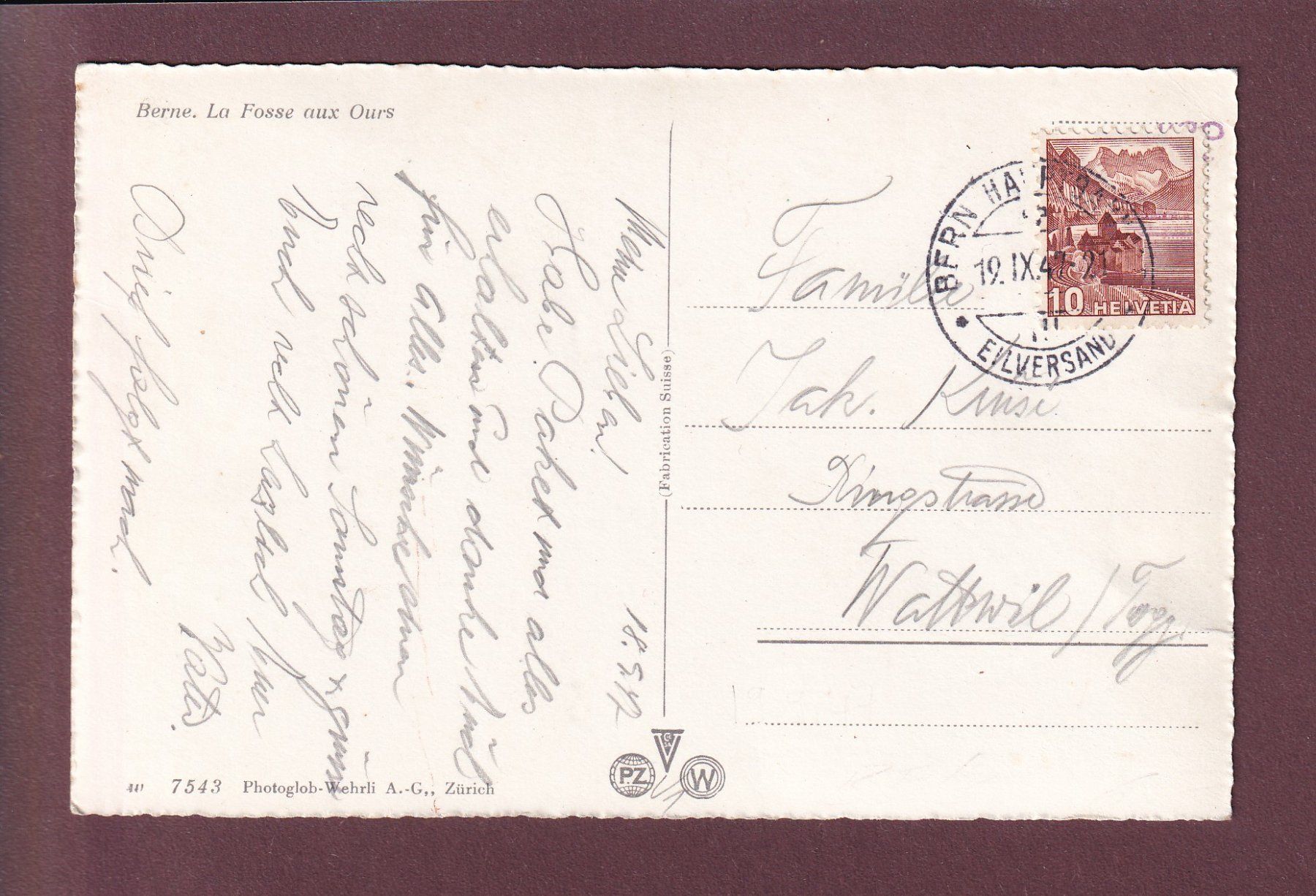 Cartoline postali: BERN - Bärengraben - 1947 – Usato da Pully venduto da nicecards 1