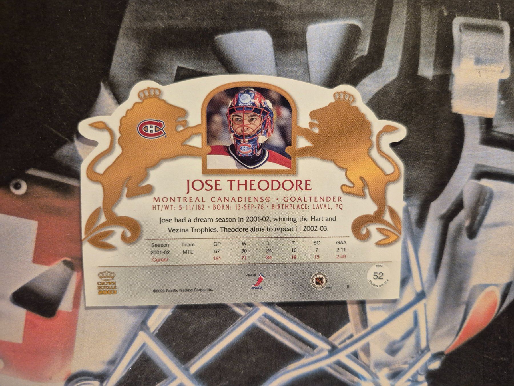 NHL Carte collezionabili: NHL Jose Theodore Montreal Canadiens – Usato da Treiten venduto da Sauber73 1