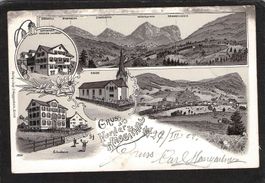 Lithographie : Gruss aus Vorder Wäggithal SZ , gel. 1903