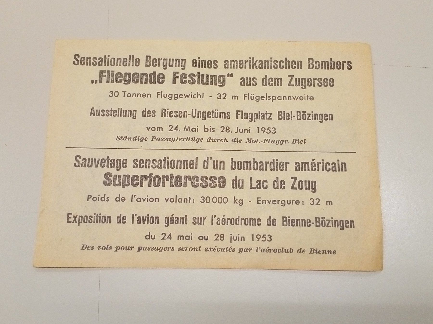 Documenti: Prospekte Bomber B-17 Zugersee – Usato da Neuenkirch venduto da bf-109 2