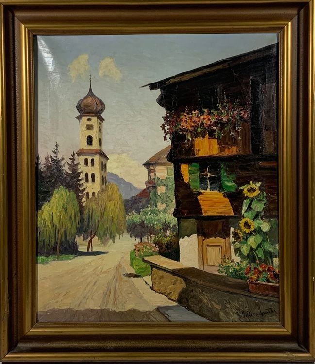 GEMÄLDE OEL/LEINWAND UNLESERLICH SIGNIERT MIT RAHMEN 10