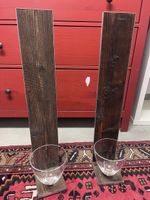 Rustikale Deko-Wandsäule aus Holz und Glas für Kerze