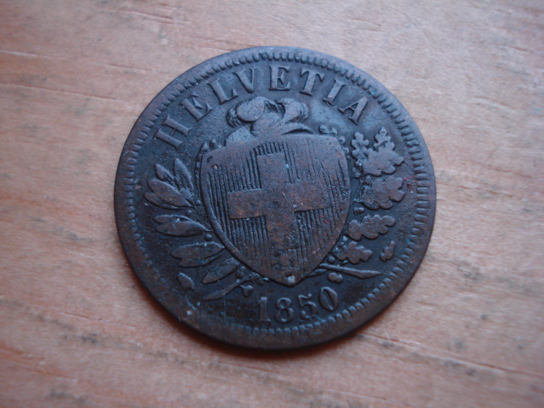 Alle Münzen: (W5) 2 Rappen 1850 – Gebraucht aus Erlach von Net-Coins