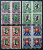 PJ 1925, Viererblöcke J33-J36 postfrisch **