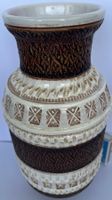 Vintage Keramik Vase aus den 70er Jahren, braun-weiss