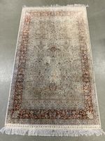 Orientteppich mit Fransen Seide  beige rot guter Zustand