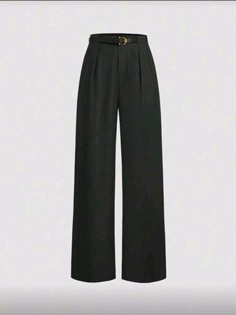 High-Waist Wide Leg Hose mit Gürtel - 44 - Business 🔟