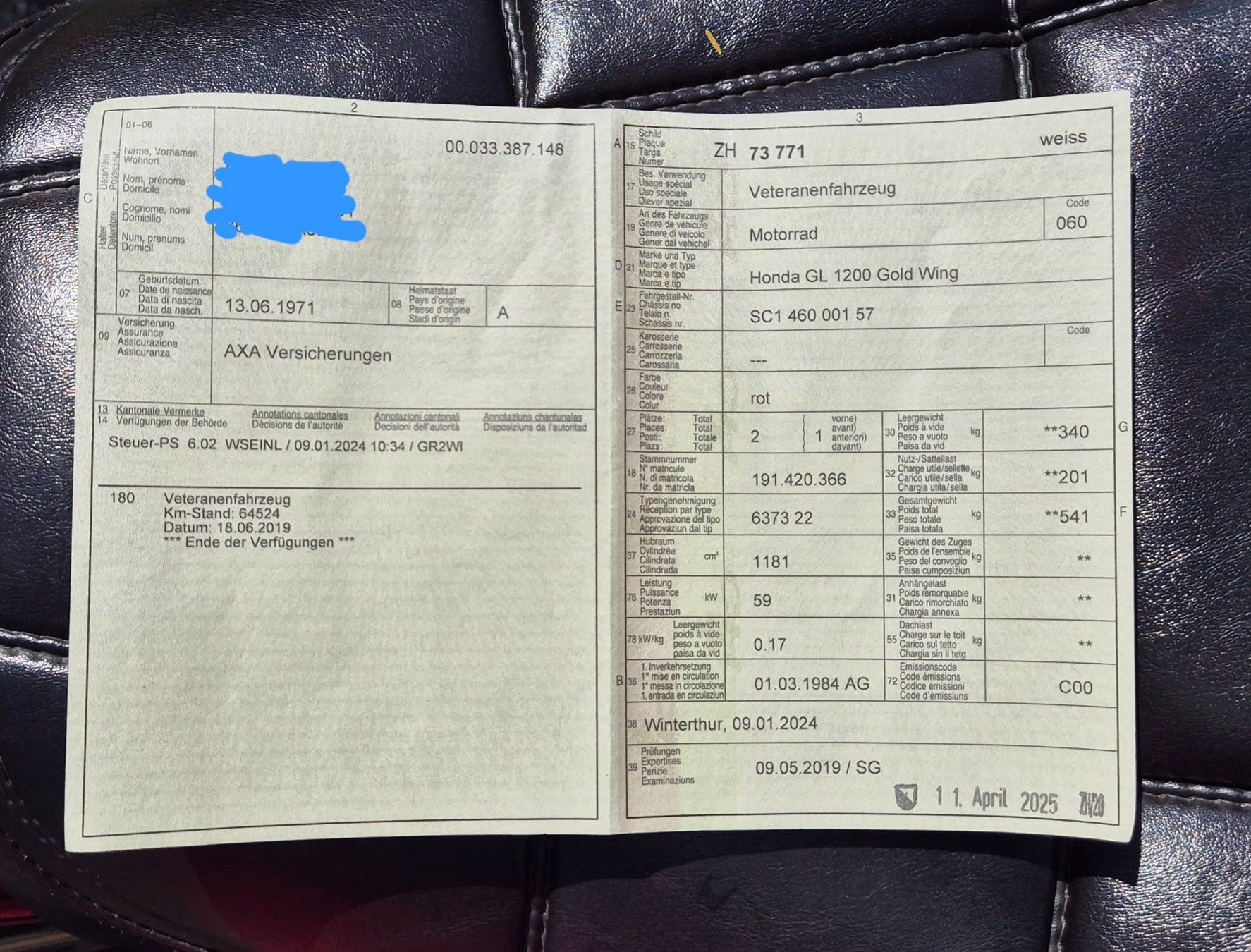 Honda Touring: Honda GL 1200 Aspencade – Usato da Volketswil venduto da juni03 9