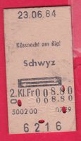 KARTON BILLETT, KÜSSNACHT AM RIGI - SCHWYZ, 2.KLASSE, RETOUR
