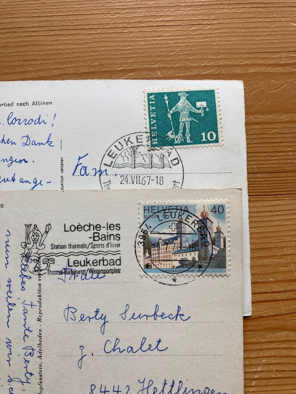Cartoline postali: Leukerbad - 2 AK ab 1967 – Usato da Oberuzwil venduto da Henri09 2