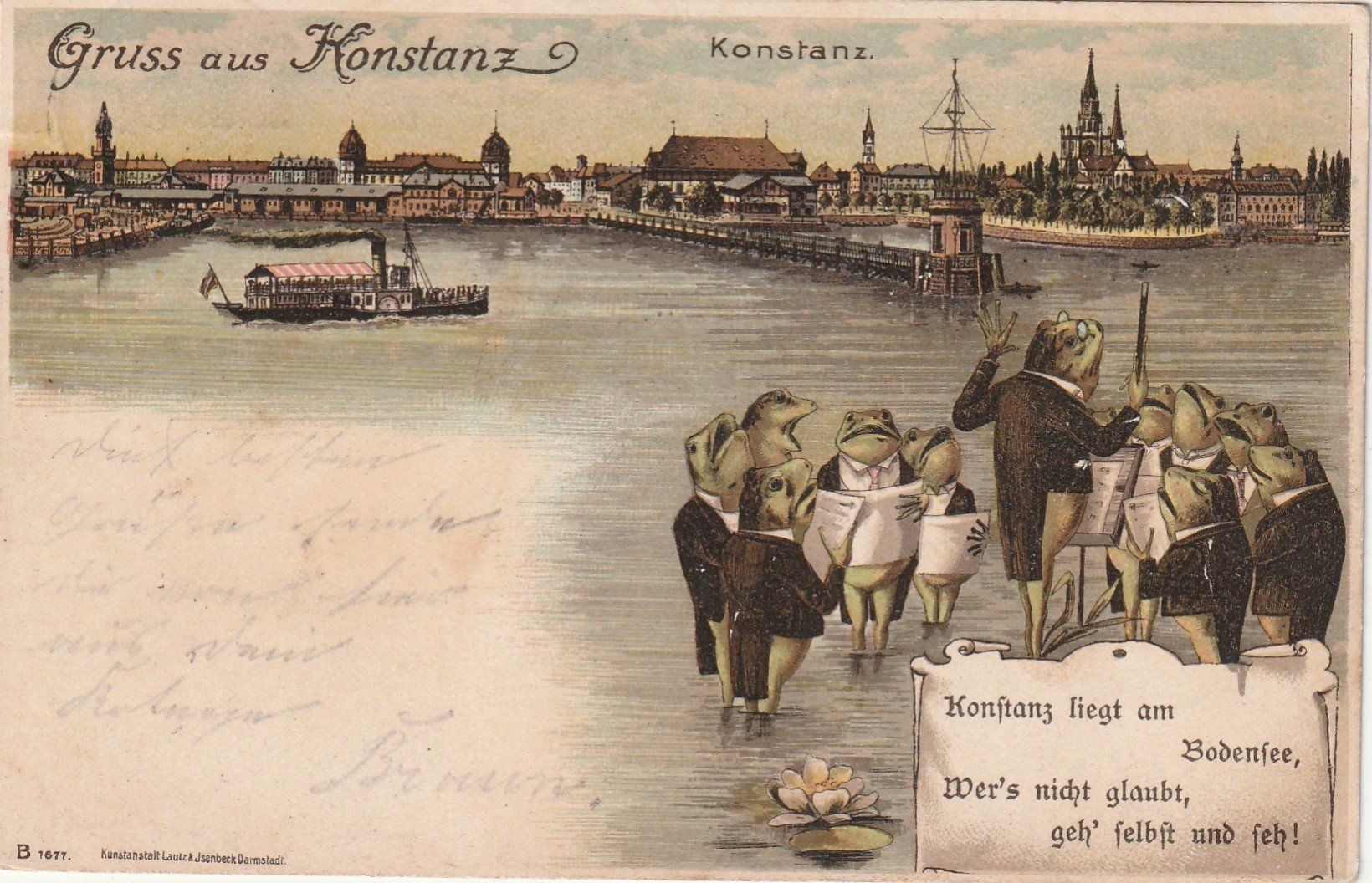 Cartoline postali: Konstanz mit Fröschen – Usato da Rorschacherberg venduto da fratovi2