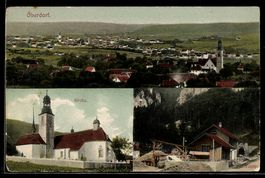 AK Oberdorf, Kirche, Tunnel, Teilansicht