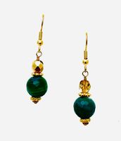 Achat u. Kristall Ohrringe neu Handmade vergoldet Grün Gold
