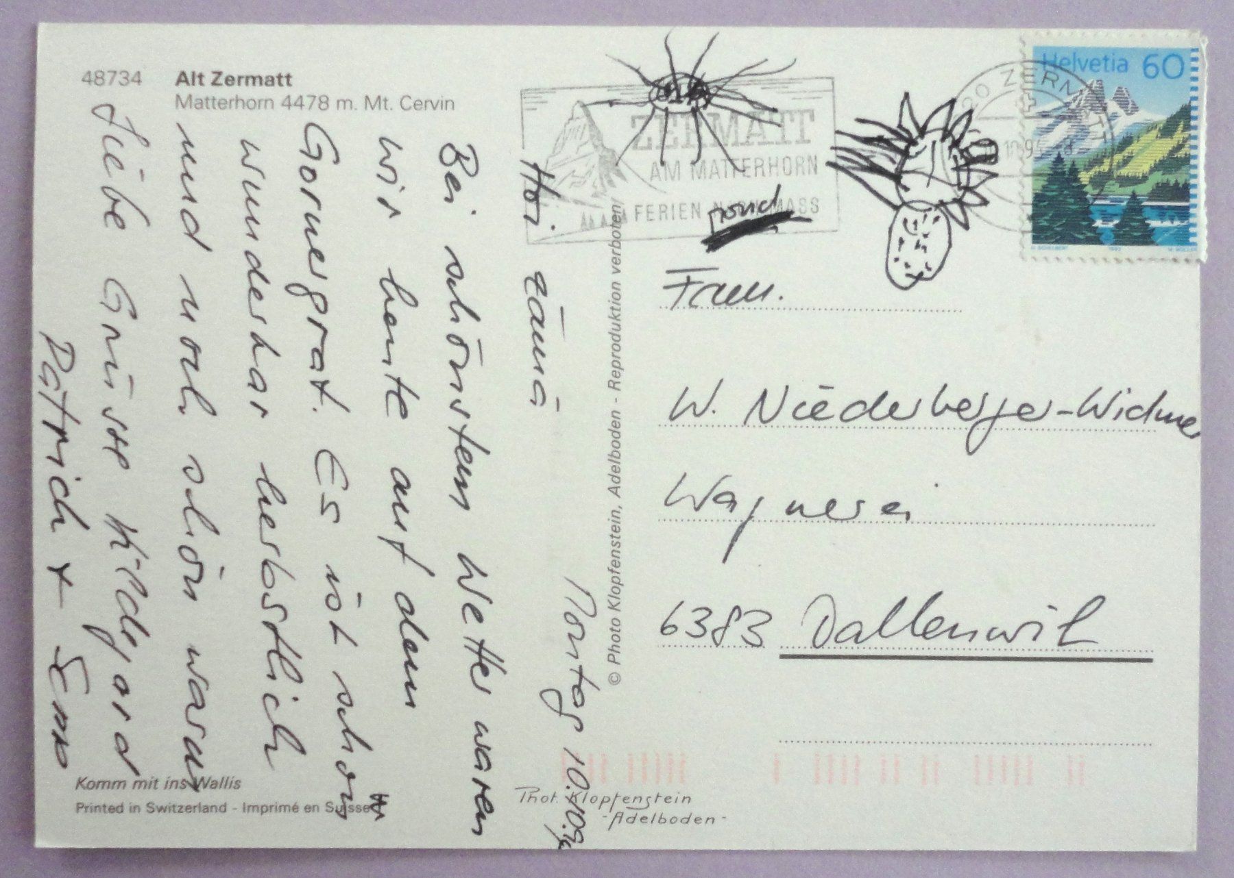 Cartoline postali: Alt Zermatt, Matterhorn 4478 m – Usato da Fétigny venduto da Billy2miny 1