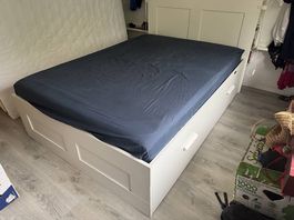 IKEA BRIMNES Bett 140 × 200 cm mit Stauraum & Kopfteil