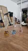 Vintage Solifleur Glasvasen  farbige Kugelfüsse