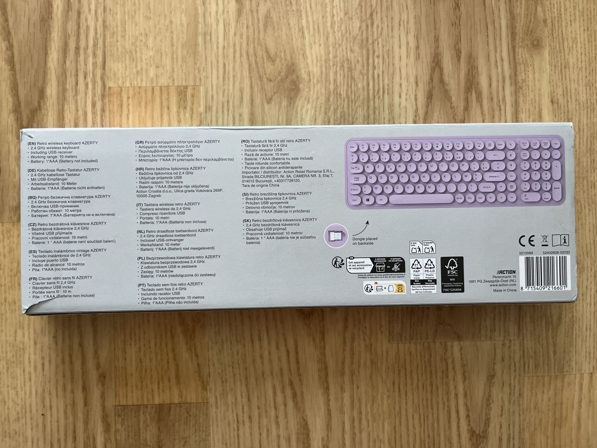 Tastiere: Sologic Retro Wireless Keyboard AZERTY Lila – Difettoso da Schlieren venduto da samantha17 1