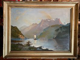 Gemälde Vierwaldstättersee Brunnen  signiert Coigny