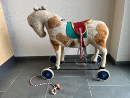 Steiff Pferd auf Rädern alt zum restaurieren