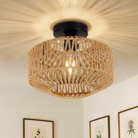 Rattan Deckenlampe Deckenleuchte Dimmbar Modern Braun NEU