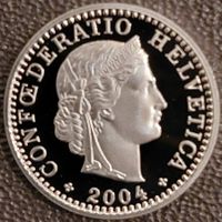20 Rappen 2004 pp / aus Münzsatz  / in einer Münzkapsel