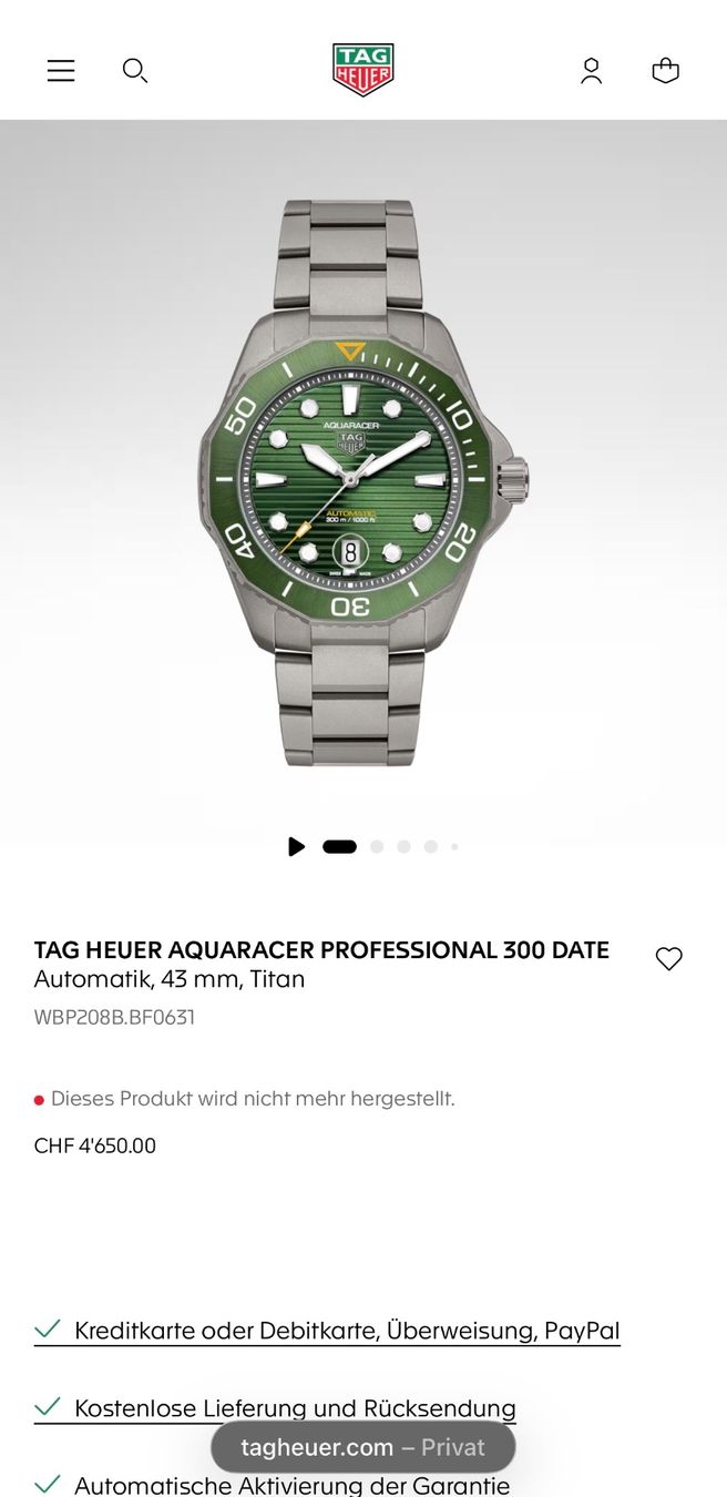Tag Heuer Orologi: TAG Heuer Aquaracer Titanium Fullset – Usato da Birsfelden venduto da Mynos 4