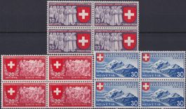 1939, Nr.219-221 (Landesausstellung) Viererblöcke **. 60.-