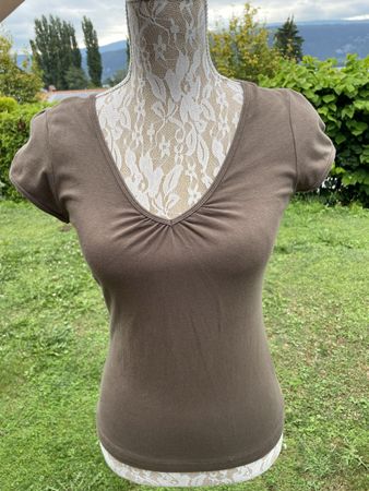 Basic braun Damen T-Shirt, Gr. S Sommer 84