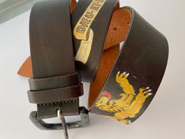 Leder Luxus Gürtel DIEU braun 85/100 used-optik ungebraucht