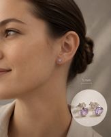 Amethyst Ohrstecker 5 mm in Zargenfassung, 925 Silber