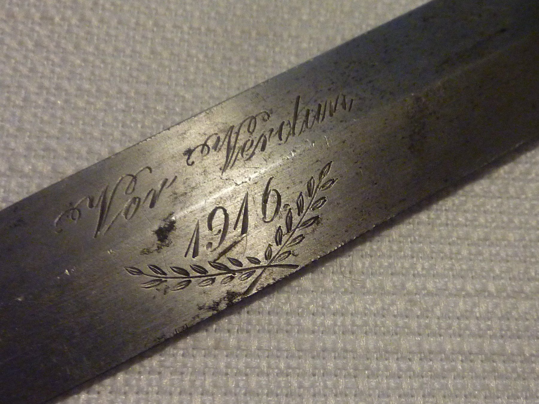Altro materiale per ufficio: Historischen Brieföffner Splittergranate 1.WK "Verdun 1916" – Usato da Dietikon venduto da damaszen 1