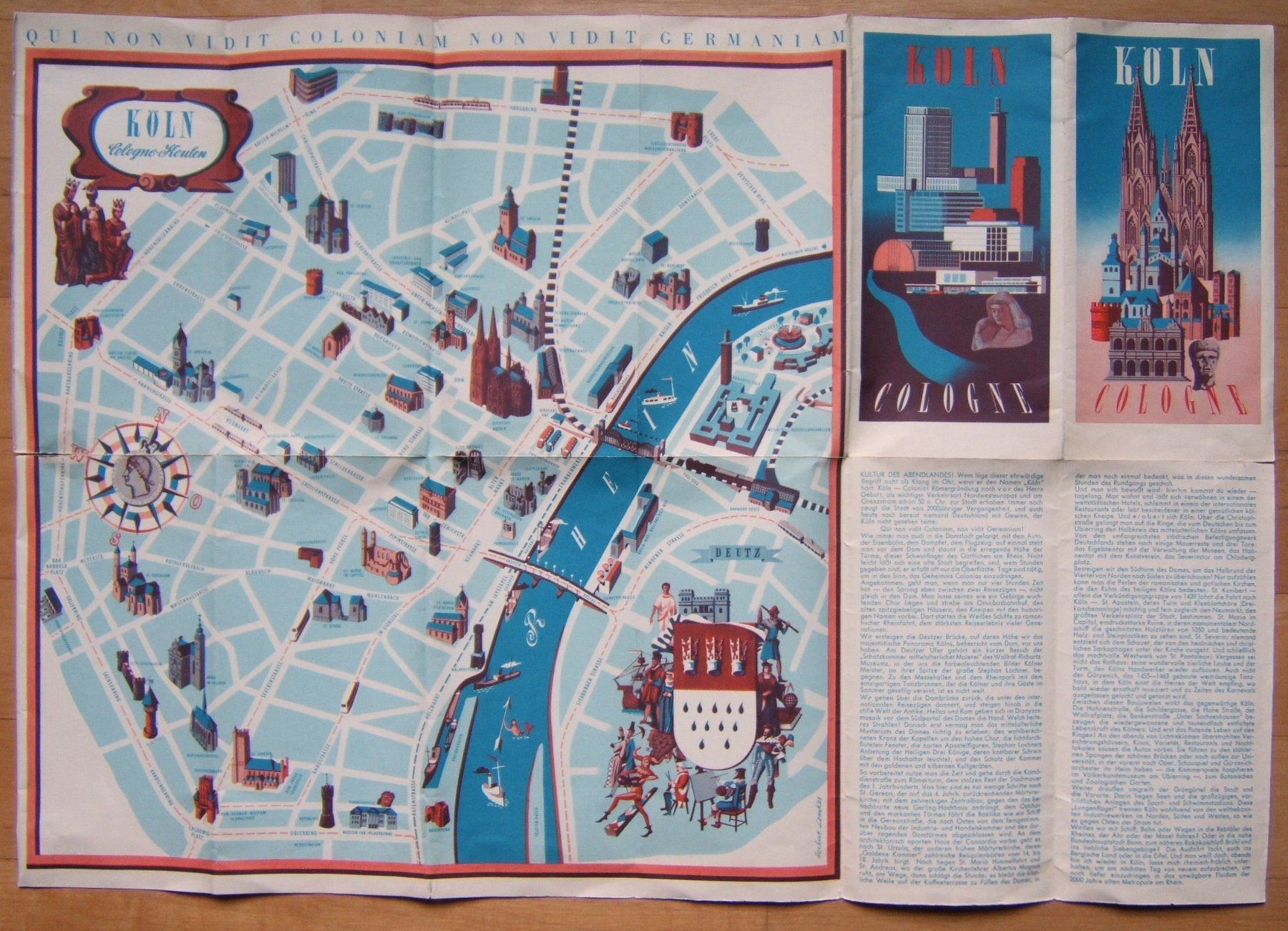 Cartine & Atlanti: STADTPLAN VON KÖLN / COLOGNE 1952 – Usato da Brunnen venduto da Nonne04 2