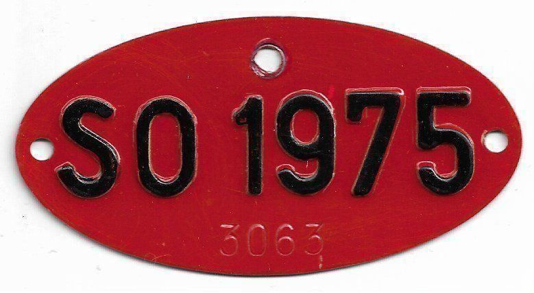 Schilder: Velonummer Anhänger 1975 Solothurn SO 75 – Gebraucht aus Bülach von gmstart