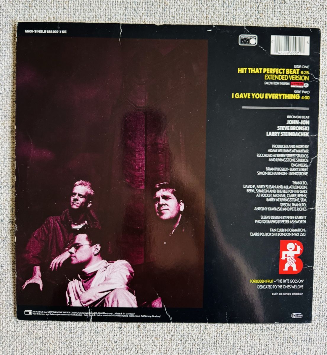 Schallplatten: Bronski Beat -  Hit That Perfect Beat - 12" Maxi - 80s – Gebraucht aus Rorbas von BlackstarRecords 1