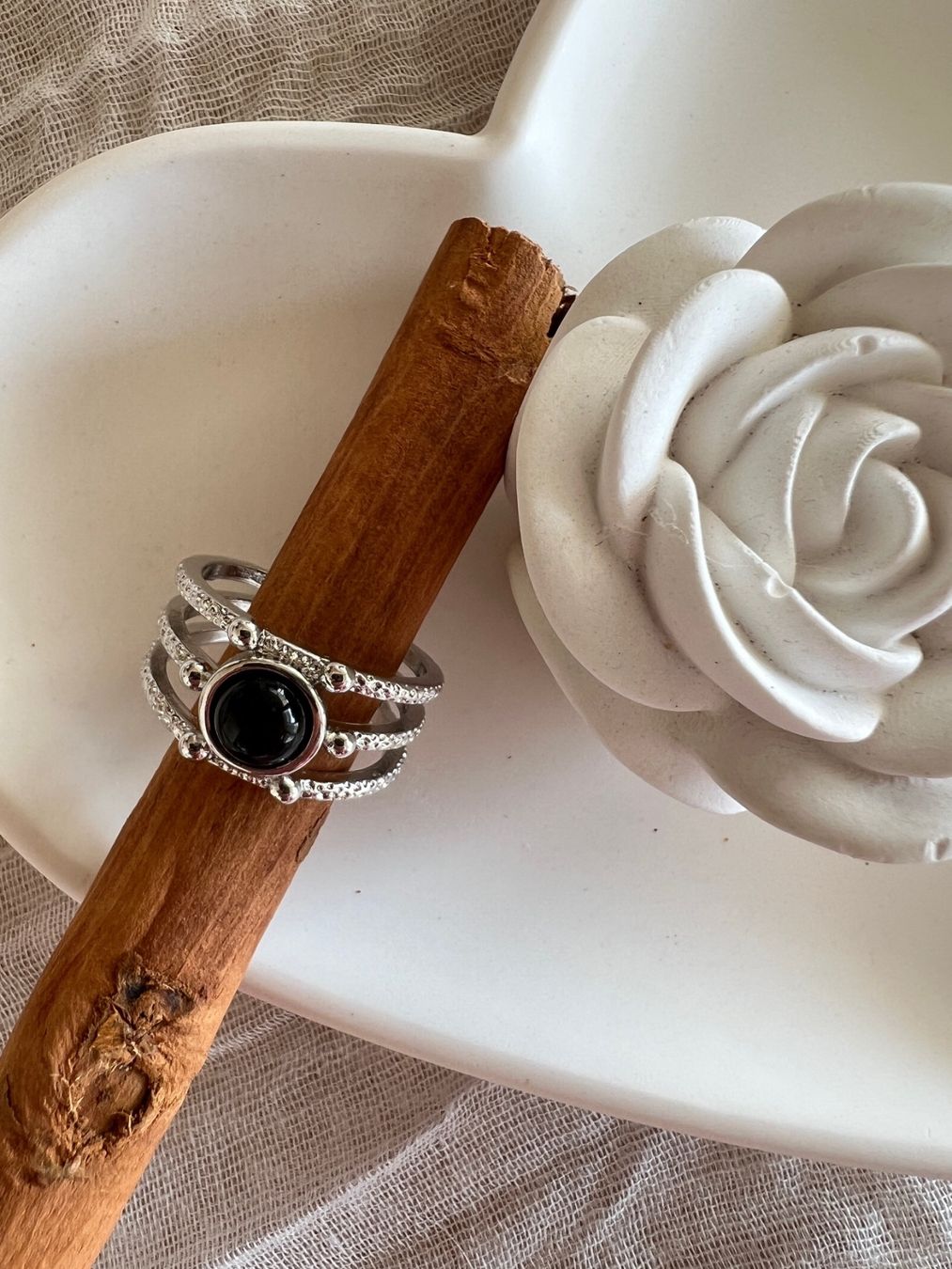 Anelli: Bague avec obsidienne - Obsidian Edelstahlring – Nuovo (secondo la descrizione) da Pully venduto da sunaddict 2