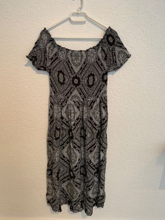 Kleid Maxikleid schwarz weiss Muster Gr. S