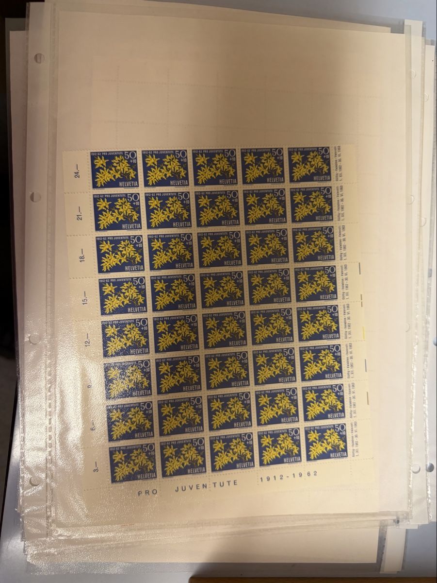 Alle Briefmarken:  Pro Juventute  Bogen Satz 1962 Postfrisch  – Neu (gemäss Beschreibung) aus Murgenthal von Tina_4055 4