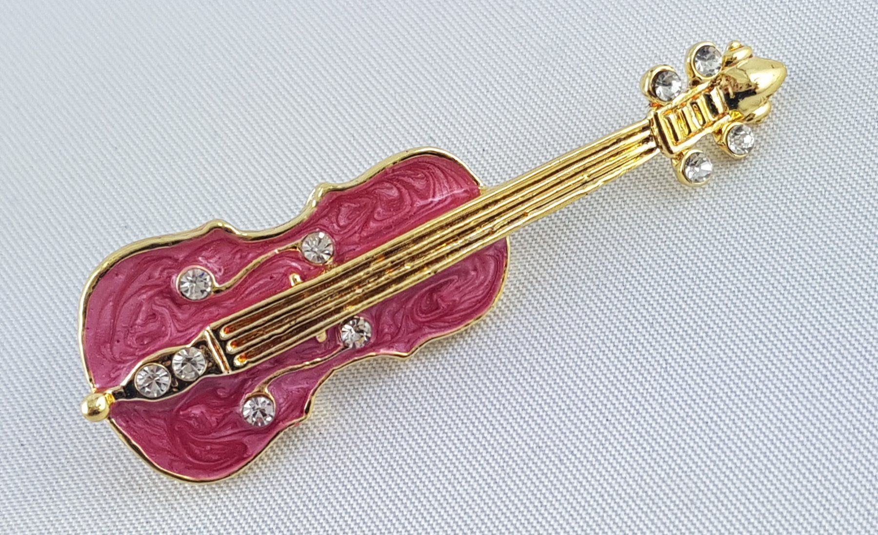 Spille & Fermagli: Brosche  -  VIOLINE  mit Glitzersteinen - 5,5x2cm - Neu – Nuovo e nell'imballaggio originale da Grenchen venduto da Yamahwildstar16 1