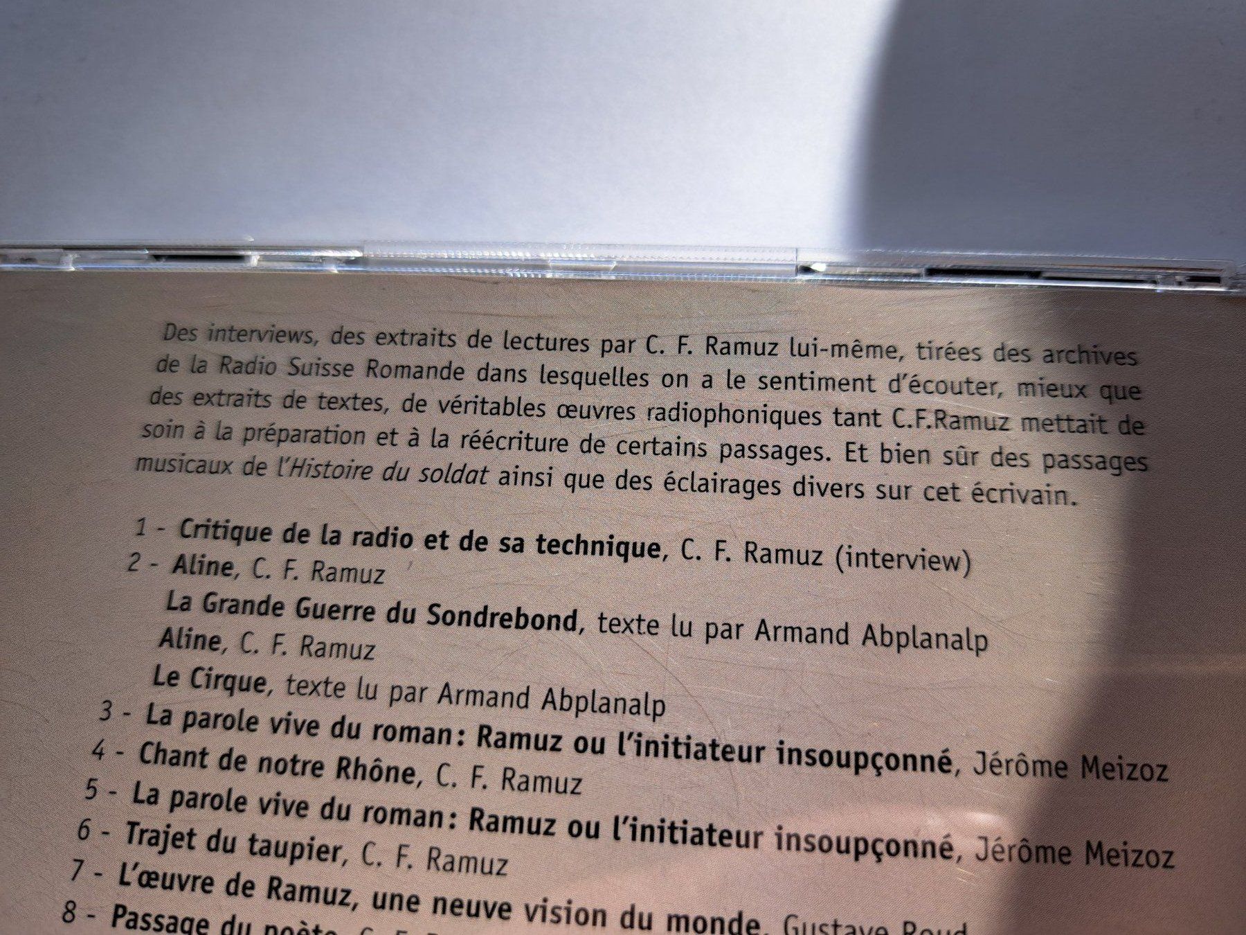 CD: Cd Charles - Ferdinand Ramuz Cd Audio RSR  – Usato da Pully venduto da bro_n52j 4