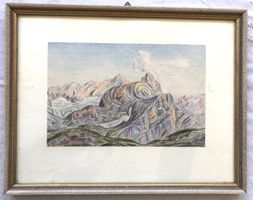 Alpines Gebirgsmotiv „Tête à Pierre Grept“ – Zeichnung 1947