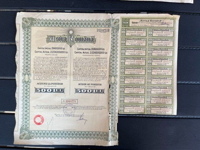 Documenti: 2x Astra Romana Aktie 500 – Usato da Niederwil AG venduto da dahu75 2