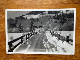 Alte Ansichtskarte, Winter in Gsteig bei Gstaad, gelaufen